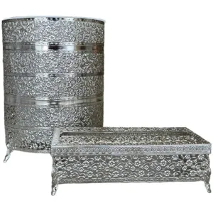 ست سطل و دستمال گلریز نقره ای سلینا کد 2575