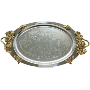 سینی سلینا مدل بیضی رز پایه دار طلایی کد 9546