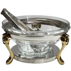 سالاد خوری استیل نگین صدفی طلایی سلینا کد 95511